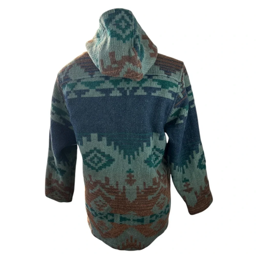 Vintage Woolrich Woman Southwestern Aztec Blanket Style Jacket Zip Hooded Medium - Picture 12 of 16
